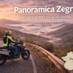 Carlo Granisso in sella alla CF Moto 700MT ADV durante uno dei suoi giri in moto sulla Panoramica Zegna, tappa della roadmap in Piemonte