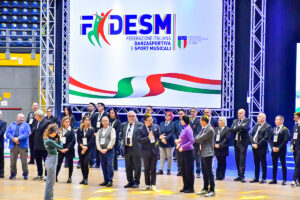 Cerimonia istituzionale FIDESM durante la Coppa Italia Danze Caraibiche 2025/2026 al Palazzetto G. Asti di Torino