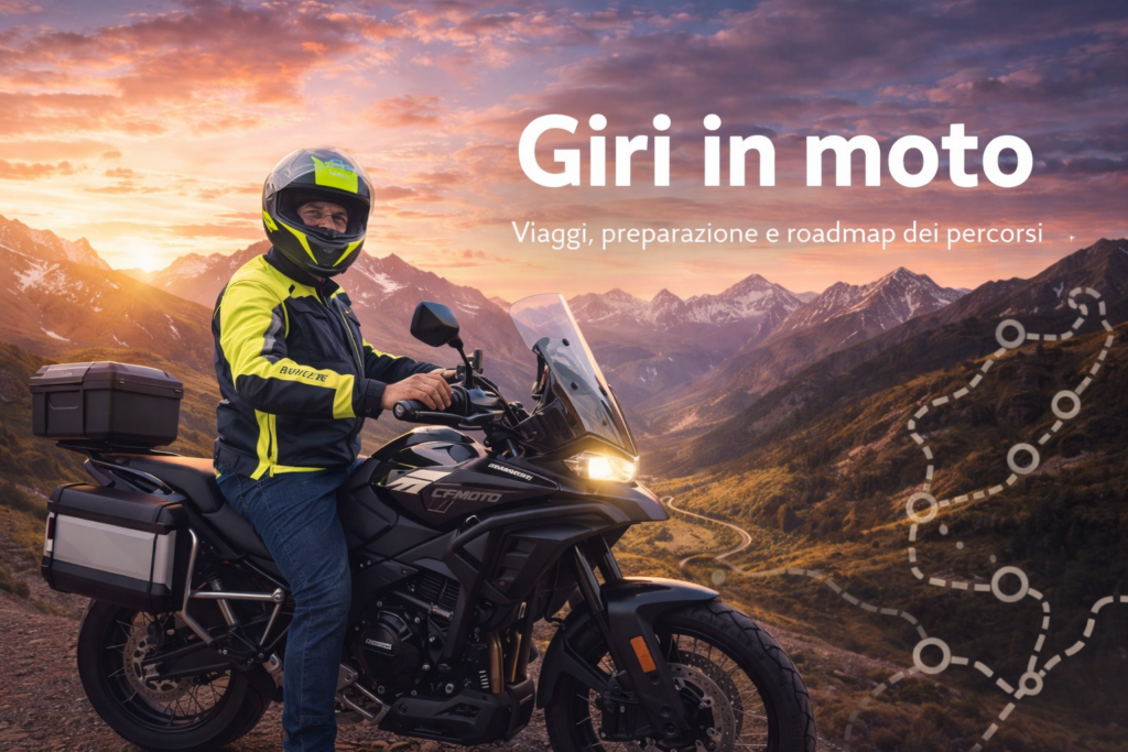 Carlo Granisso in sella alla CF Moto 700MT ADV durante un giro in moto, immagine rappresentativa della roadmap dei viaggi